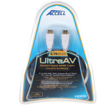 ACCELL（ACCELL） B041C-007B-CN UltraAV高速-2米-6.75Gbps HDMI连接线 白色