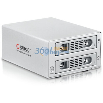 奥睿科（ORICO）3529US3-C 全铝免工具3.5寸SATA双硬盘盒对拷硬盘盒 银