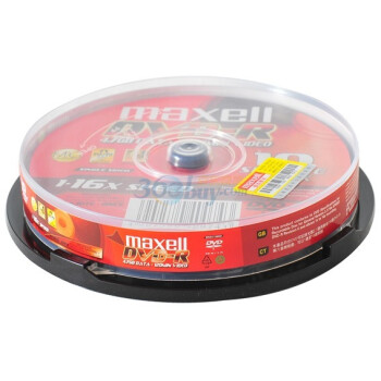 麦克赛尔（Maxell）DVD-R 16速 4.7G 台产 桶装10片 刻录盘