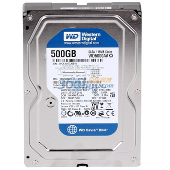 西部数据（WD）蓝盘 500G SATA6Gb/s 7200转16M 伟仕盒装 台式机硬盘(WD5000AAKX)