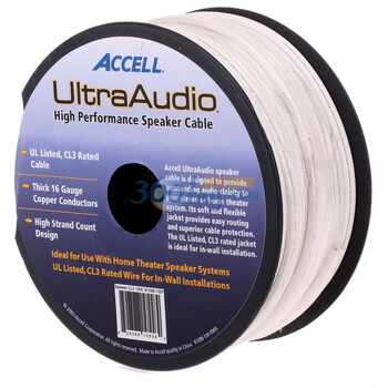 ACCELL（ACCELL）B109B-100F-CN UltraAudio 音响喇叭线- UL认证CL3耐燃等级 /16AWG/30米(100英尺) 白色