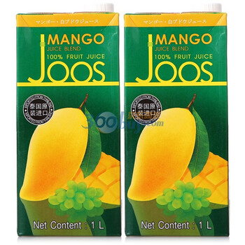 泰国 Joos杰事100%芒果白葡萄汁1L*2盒