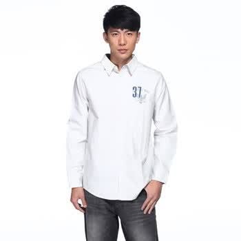 IZOD 新品纯棉字母小尖领长袖宽松男休闲衬衫 3061912109203浅灰XXL(185/102A)