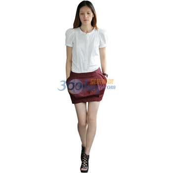 艾米 AMII 女装修臀花苞小短裙 11110205 暗红 M