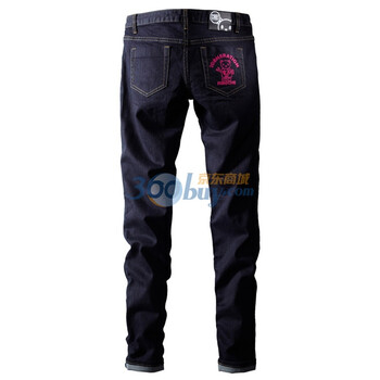 Giordano佐丹奴BSX 牛仔裤 女MINI CHE小熊时代植绒印花修身潮牛 04411504 天蓝色 30