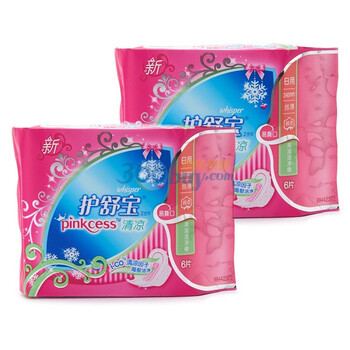 护舒宝 pinkcess清凉丝薄日用6片卫生巾*2 两包装
