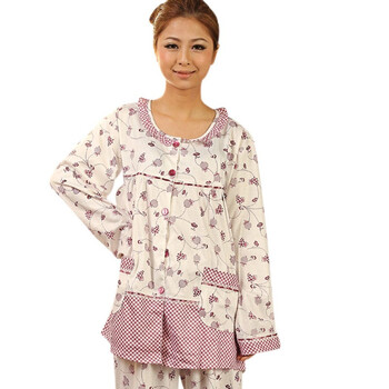 好家猫 春季新款清新水果圆领套装棉质家居服SJY354 淡紫色 XL