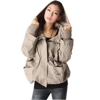 韩都衣舍 韩国外套【春季新品】新年春装女纯色短外套GW1552 茶色 M