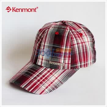kenmont经典小格纹棒球帽KM-0321 深红色
