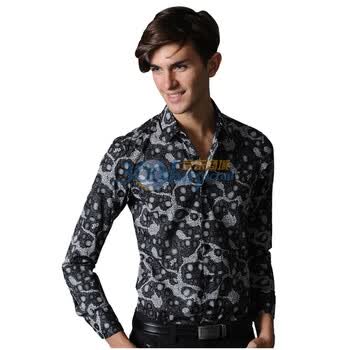 POLO VILLAE保罗威特商务休闲男士黑花长衬 PFBCHADCF833 52/XL