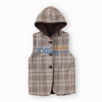 初刻CRUCCO 两面穿棉马甲 正反两穿马甲 2011秋冬新品 00020430 咖灰格纹 165/84A