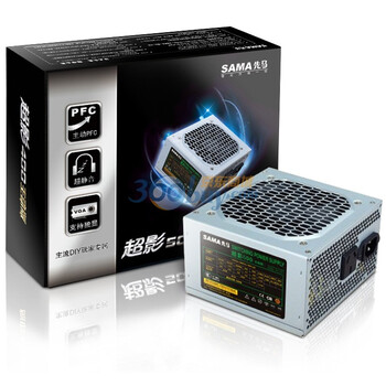 先马（SAMA）超影500 电源（额定400W/主动式PFC/温控电路/12CM静音风扇）