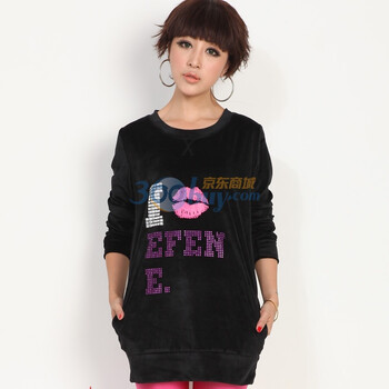 依纷EFENE 睡衣 家居服 天使之吻烫珠天鹅绒室内外两用家居服EWI0014 黑色 XL
