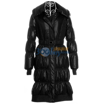 季候风 亮面修身保暖88%白鸭绒长款羽绒服2934YA712 深黑BK3 170/XL