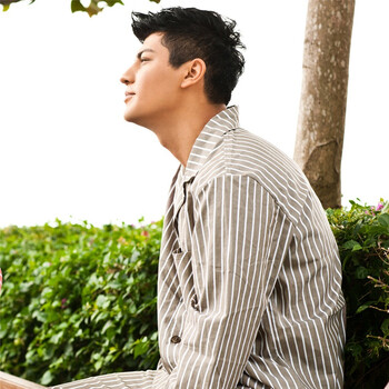 Gainreel歌瑞尔 2012春夏新款歌瑞尔千年之约情侣睡衣纯棉长袖条纹家居服男款套装 灰色 XXL