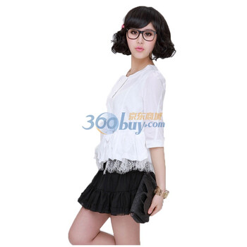 玛呐MANA 2012夏款 圆领收腰蕾丝装饰女士防晒衣短外套防晒服出游必备80KYM8827 白色 XL