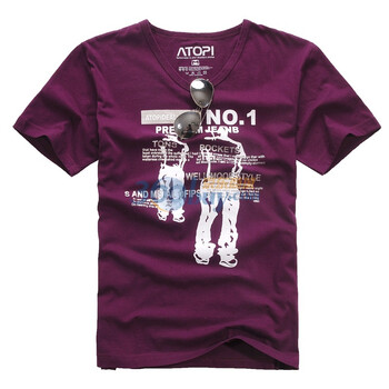 ATOPI男装2011夏款 时尚纯棉修身圆领短袖T恤11003 紫色 XL