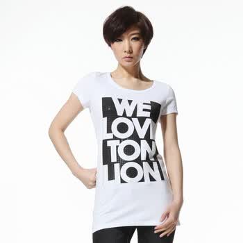 唐狮Tonlion女圆领印花短袖T恤111221022122 原价89 白色 XL