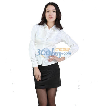 韵奴女装 时尚新款衬衫 淑女OL方领压褶修身衬衣 jy013 白色 XXL