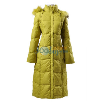 太阳谷 羽绒服加长款冬装修身女装外套 105925 绿色 XL