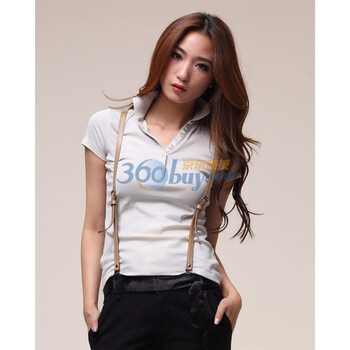 Giordano佐丹奴 Polo 女粉色缎带弹力修身POLO 01319074 灰色 XS