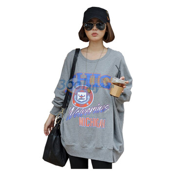韩都衣舍 韩国秋装新女宽松大码蝙蝠袖卫衣GJ1376 灰色 均码