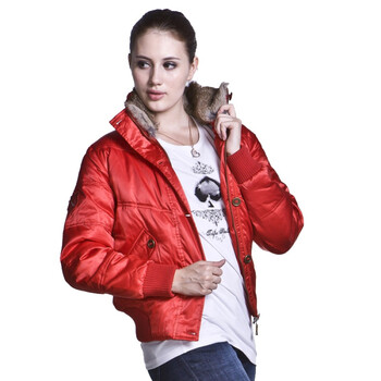 红豆hodo羽绒服 年新品韩版女款修身羽绒服短YD7288 红色 175