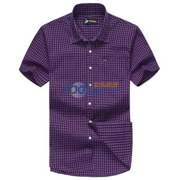 WINJEANS维杰斯 2012新款夏装商务休闲短袖格子衬衫男衬衣 5色可选 靛青 (紫兰色) XL