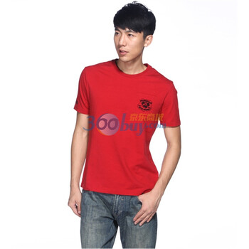 IZOD 2011新品棉字母圆领短袖男士T恤 4121914201405红色系XXL(185/102A)