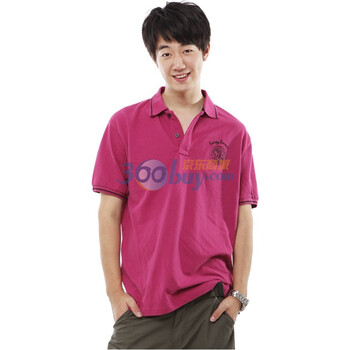 YISHION以纯 T恤男装休闲反领短袖针织衫 11213863 红色 XL