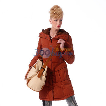 波司登羽绒服 女针织帽中长款面包 BR1922 桔红色 185/104A(XXXL)