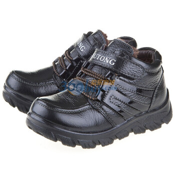 牧童Mutong W1801 童鞋 男童皮鞋 棉鞋 冬款保暖短靴 大毛里 黑色 30