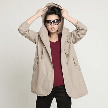 伊思君凯ESBACK 休闲A摆全棉加长风衣ES1003SCZ088 米色 M