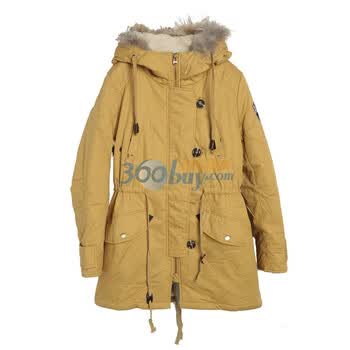 AS安都 2011冬 新款女装袋盖装饰直筒型休闲棉服长外套 9158247 黄色 L