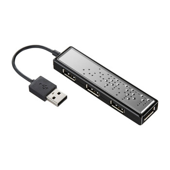日本SANWA SUPPLY USB-HBJ407BK 闪亮水钻高速4口USB2.0集线器 适用Windows7 钻石黑