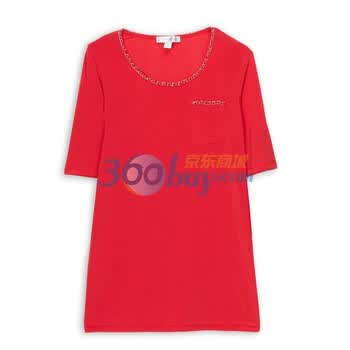 歌莉娅GOELIA T恤 圆领短袖T恤102C0250 红色 L