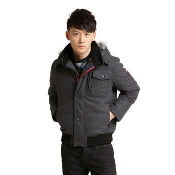 Jack Jones/杰克琼斯 羽绒服含羊毛连帽立领羽绒服I(花灰)|211412015106XXXL