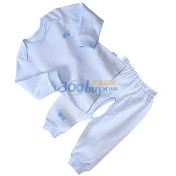 贝贝怡（bornbay）BB313-512 宝宝服 活动肩上衣 婴儿童装内衣套装 淡蓝 59码