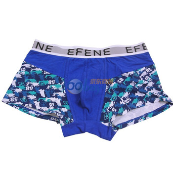 依纷EFENE 炫酷涂鸦纯棉舒适柔软透气男式平角内裤EWT0025 蓝 XXL