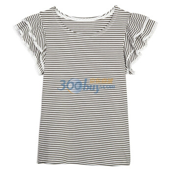 歌莉娅GOELIAT恤海军风层层荷叶T恤107R036W 绿色 M