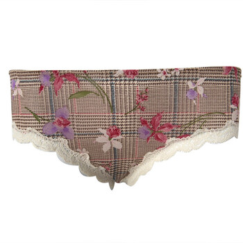Victoria’s secret维多利亚的秘密 卡其格子蕾丝花边短裤044-061A-0351 L