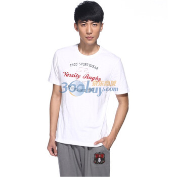 IZOD 2011新品纯棉字母圆领短袖宽松男士T恤 2121914207100白色系XXL(185/102A)
