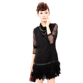 音曲女装 秋冬新品 背心款连衣裙 ECQSL3091 黑色 XL