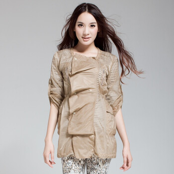 卓欧TOAIOU 2011新款女装超薄透明中长款防晒服WC107002 绿色 L
