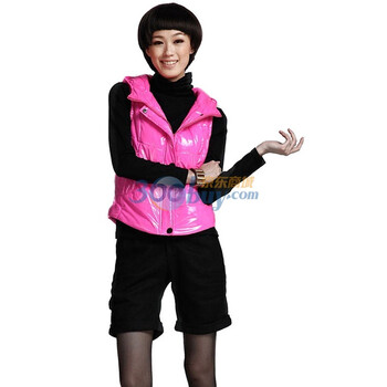 玛丽琨龙 特价冬装大码修身连帽小马甲背心棉衣棉服棉袄女粉色XXL