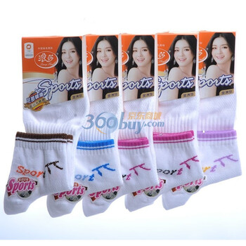 浪莎精梳棉船型运动女袜均码杂色5双装 颜色随机