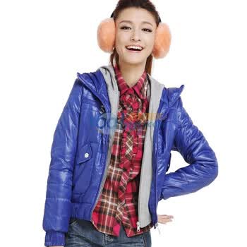 唐狮Tonlion女士假两件可脱卸棉衣110421062020 深蓝色 XL