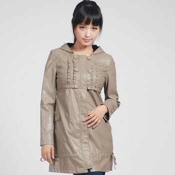 伊莎贝拉女士修身高腰带帽风衣I103F0242 土黄 XXL