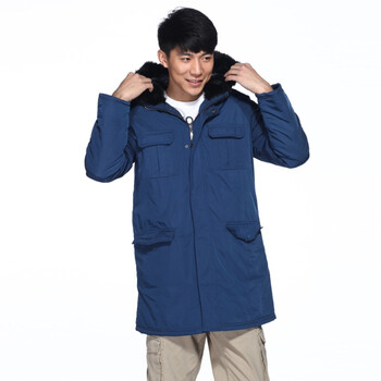 IZOD 冬季新品涂层多口袋连帽中长款男士棉衣 2061902301603藏蓝XL(180/98A)
