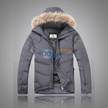valianly 2011新款男款羽绒服貉子帽毛 防水防风透气保暖面料2189灰色54/XXL/185